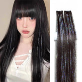 Synthetic Ear-dyed Laser Wig Piece One-card Seamless Feather Hair Extension Artifact Girl Group Stage Headdress Patch