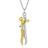 New Personality Fashion Couple Hug Slippable Pendant Necklace for Women Men Charm Collar Jewelry Creativity Anniversary Gift