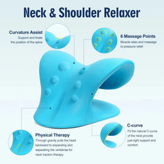 Cervical Neck Traction Pillow - Ergonomic Neck Stretcher for Pain Relief & Spine Alignment, Portable Neck Relaxer for Home