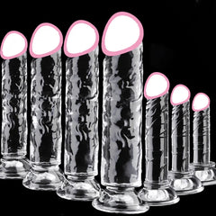 Crystal Penis Adult Sex Toy Masturbation Device Pudendal Toy Transparent Penis Adult Sex Products Available in Multiple Sizes