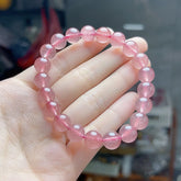 Natural Pink Crystal Women's Bracelet Peach Blossom Strawberry Crystal Women's Single Circle Bracelet Fashionable and Versatile