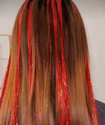 Synthetic Ear-dyed Laser Wig Piece One-card Seamless Feather Hair Extension Artifact Girl Group Stage Headdress Patch