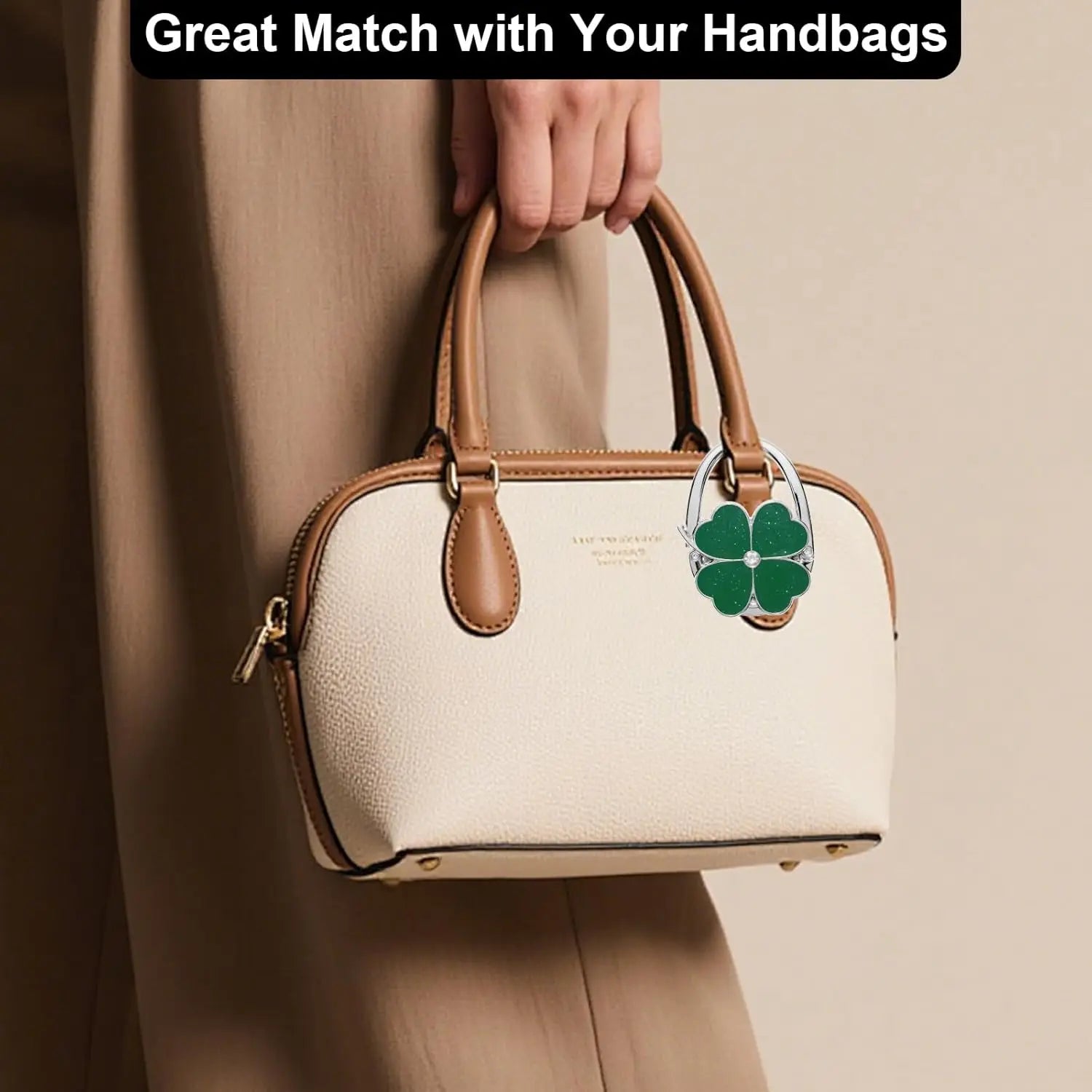 1pc Four Leaf Clover Design Foldable Handbag Hanger Folding Purse Table Hook Holder Handbag Hook for Office Table