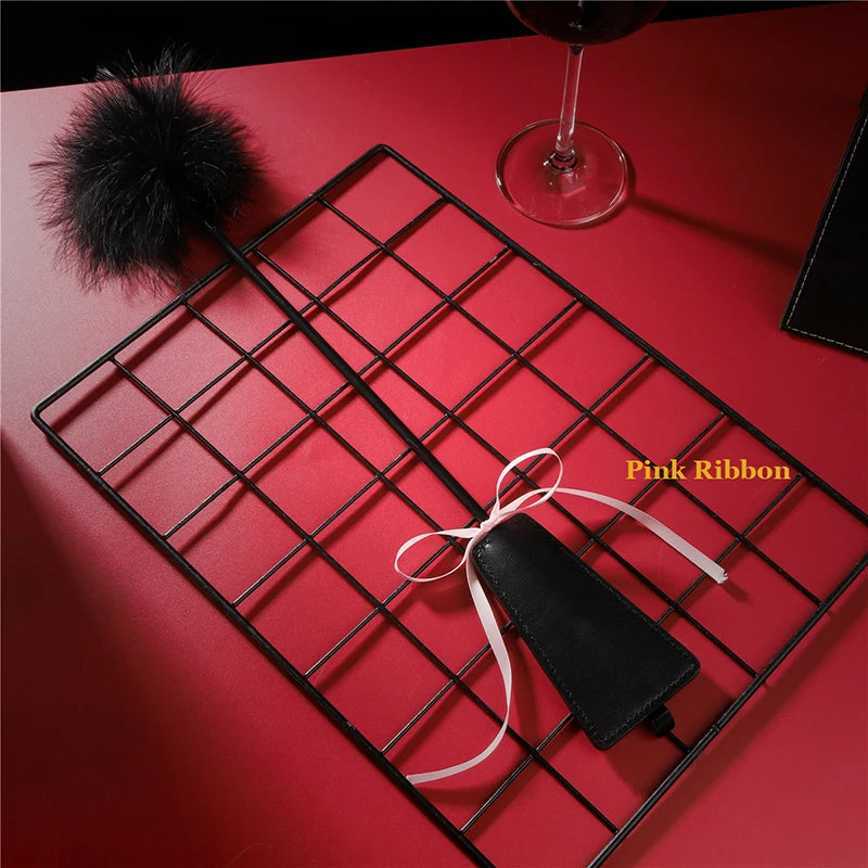Black Flirting Feather Bdsm PU Leather Whip Bdsm Spanking Flogger Horse Whip Slave Bondage Restraints Sex Toys For Women Couples