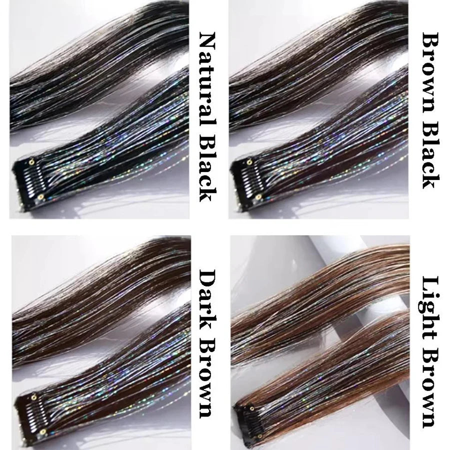 Synthetic Ear-dyed Laser Wig Piece One-card Seamless Feather Hair Extension Artifact Girl Group Stage Headdress Patch