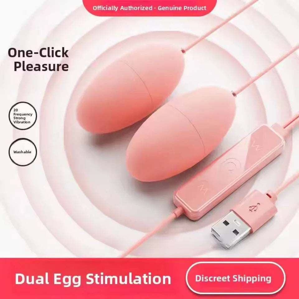 10 Frequency Double Vagina Balls Vibrator USB Silent Strong Shake In Front And Back For Foreplay Adult Fun Female Masturbation