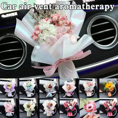 Valentine's Day Dried Flowers Bouquet Auto Perfume Air Vent Clip Mini Bouquet Eternal Flower Car Interior Ornament Holiday Gifts