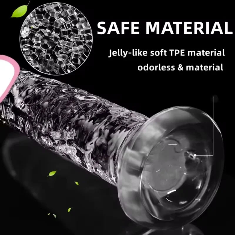 Crystal Penis Adult Sex Toy Masturbation Device Pudendal Toy Transparent Penis Adult Sex Products Available in Multiple Sizes