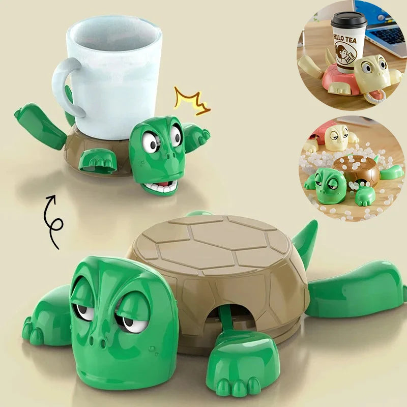 1PC Turtle Coaster Coffee Cup Holder with Hidden Toy Creative Beverage Rack for Home Decor Kitchen Office Tableware Decoration