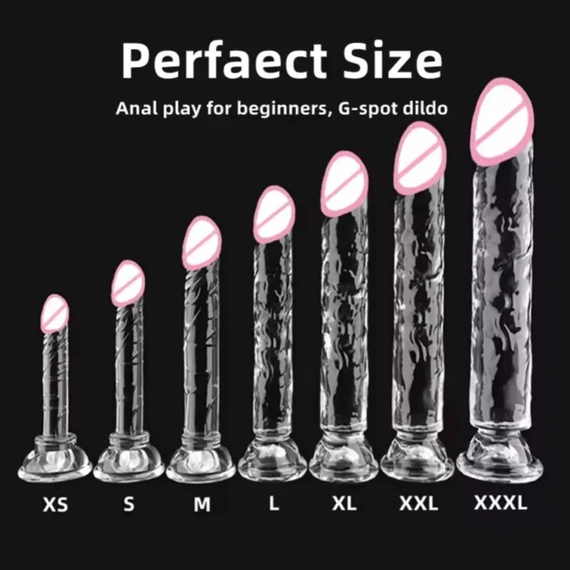 Crystal Penis Adult Sex Toy Masturbation Device Pudendal Toy Transparent Penis Adult Sex Products Available in Multiple Sizes