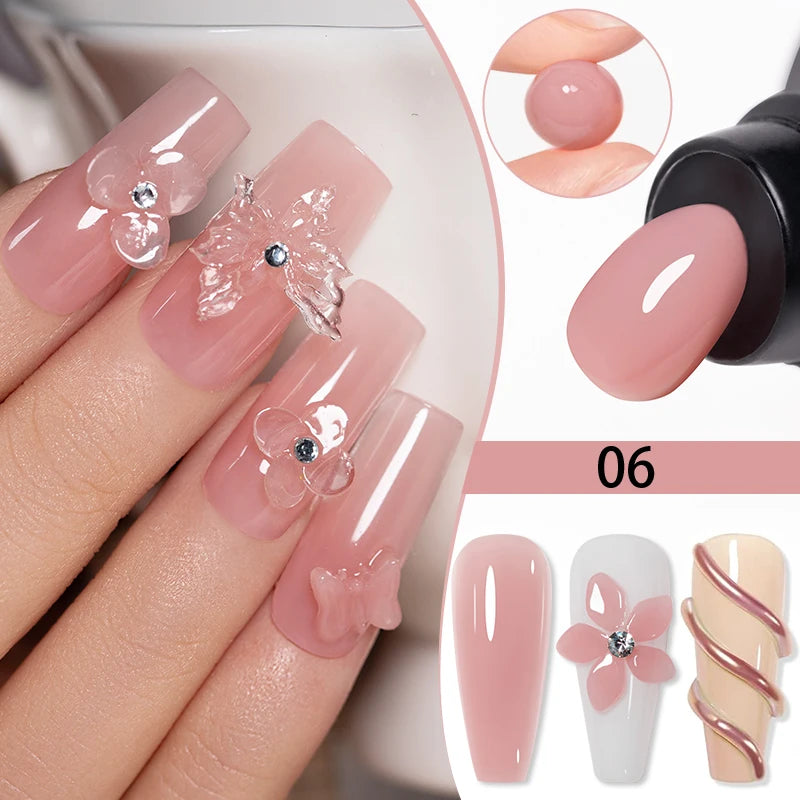30g Non-Stick Hand Extension Nail Gel Clear White Pink Colors Solid Hard Gel For Building Nails 3D Carving UV Gel For Manicure