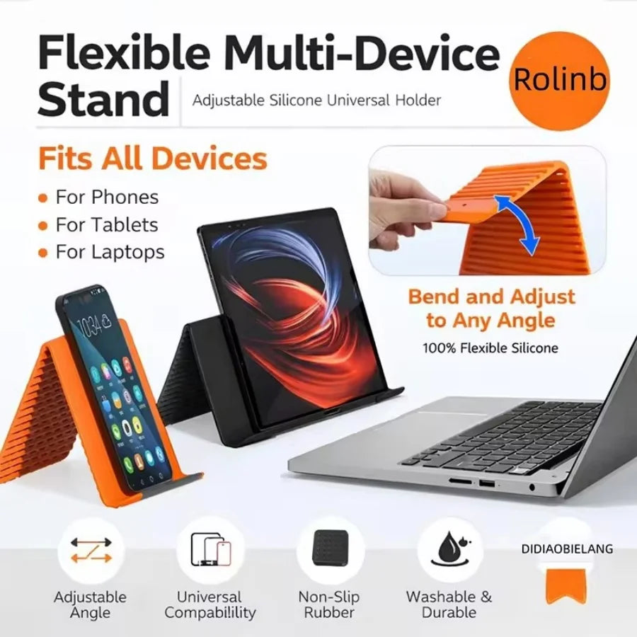 Portable Foldable Silicone Phone Holder Bendable Freely into Any Shape Multi-Angle Adjustable Stand for Mobile Phone