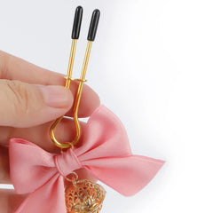 Women Faux Body Clip Jewelry Body Chain Bow Bell Body Clamps Non Piercing Clip on Body Chain for Women