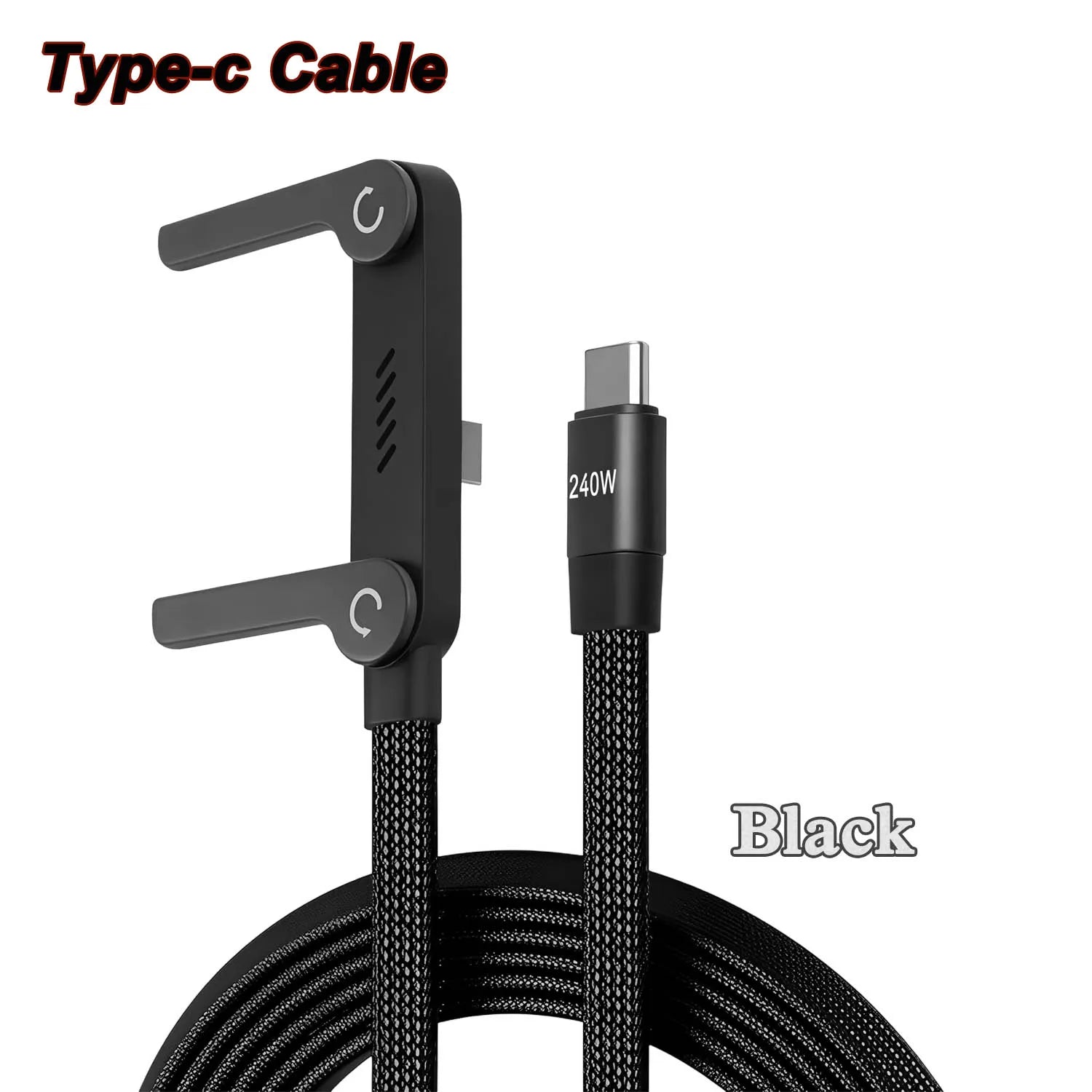 240W 2 in 1 Fast Charging Foldable Bracket Data Cable Stand Type C to Type-C OTG Data Wire For iphone 15 16 17 Samsung Xiaomi