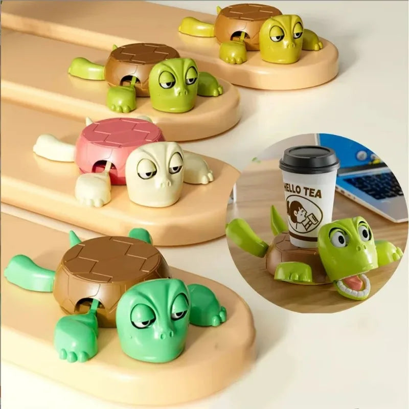 1PC Turtle Coaster Coffee Cup Holder with Hidden Toy Creative Beverage Rack for Home Decor Kitchen Office Tableware Decoration
