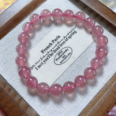Natural Pink Crystal Women's Bracelet Peach Blossom Strawberry Crystal Women's Single Circle Bracelet Fashionable and Versatile
