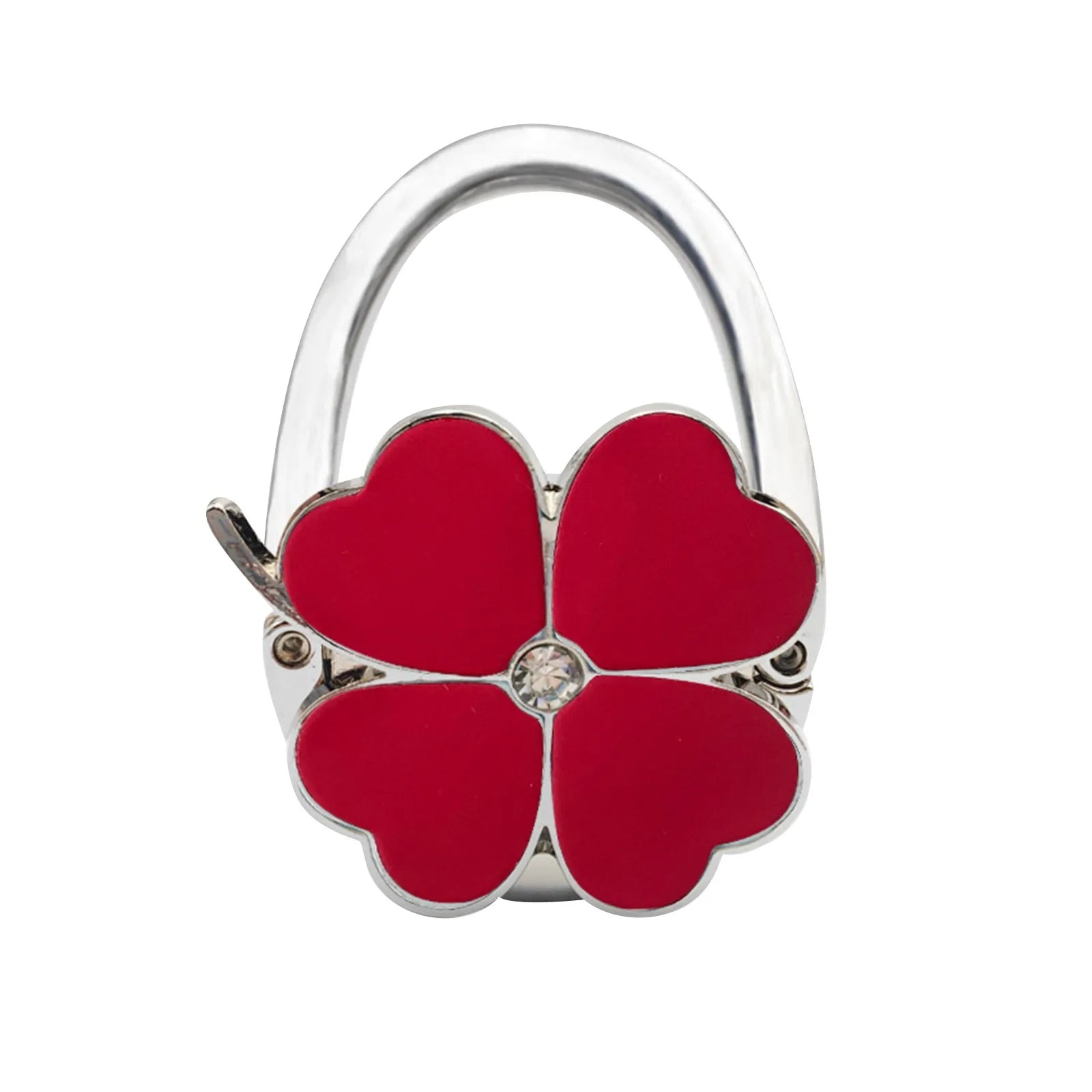 1pc Four Leaf Clover Design Foldable Handbag Hanger Folding Purse Table Hook Holder Handbag Hook for Office Table