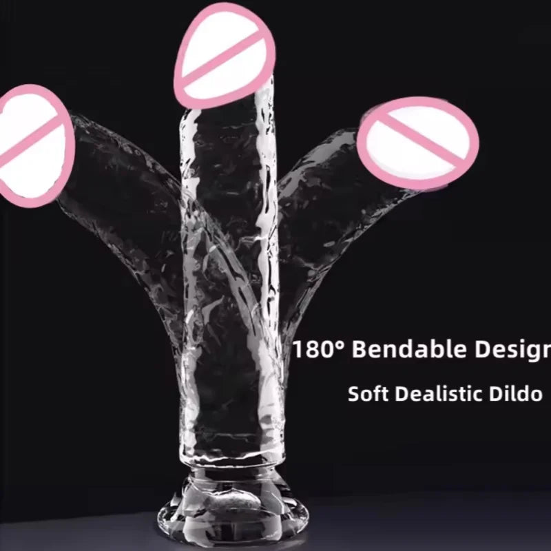Crystal Penis Adult Sex Toy Masturbation Device Pudendal Toy Transparent Penis Adult Sex Products Available in Multiple Sizes