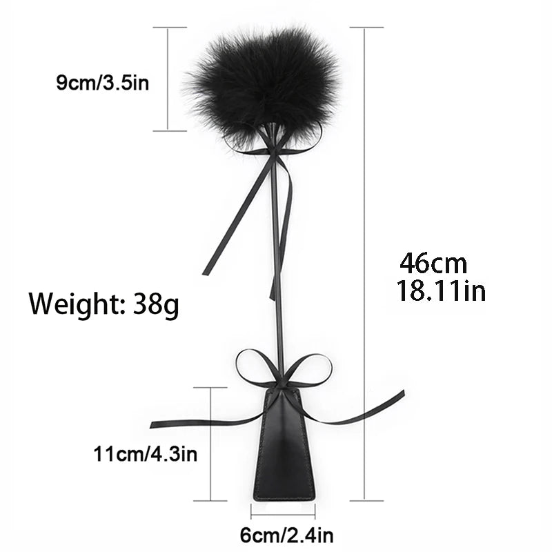 Black Flirting Feather Bdsm PU Leather Whip Bdsm Spanking Flogger Horse Whip Slave Bondage Restraints Sex Toys For Women Couples