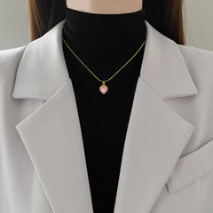 18K Gold Plated Heart Crystal Pendant Necklace For Women Titanium Steel Anti-tarnish Couple Wedding Anniversary Gifts Jewelry