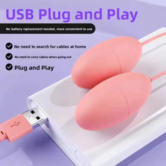 10 Frequency Double Vagina Balls Vibrator USB Silent Strong Shake In Front And Back For Foreplay Adult Fun Female Masturbation