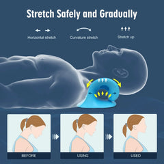 Cervical Neck Traction Pillow - Ergonomic Neck Stretcher for Pain Relief & Spine Alignment, Portable Neck Relaxer for Home