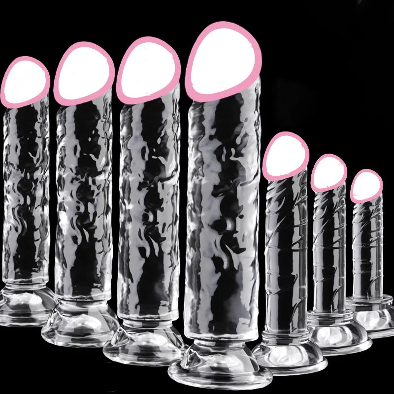 Crystal Penis Adult Sex Toy Masturbation Device Pudendal Toy Transparent Penis Adult Sex Products Available in Multiple Sizes