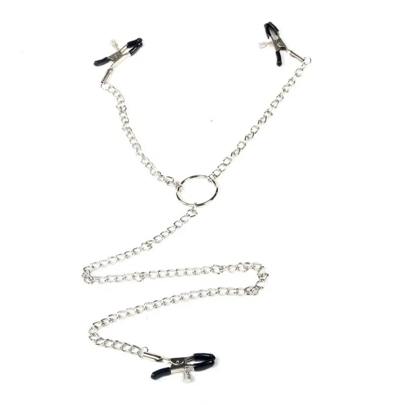 1 Pair Metal Bondage Nipple Clamps Chain Nipple Clips Labia Clamps Slave BDSM Women Toys Adult Sex Games Vagina Labia Spreader