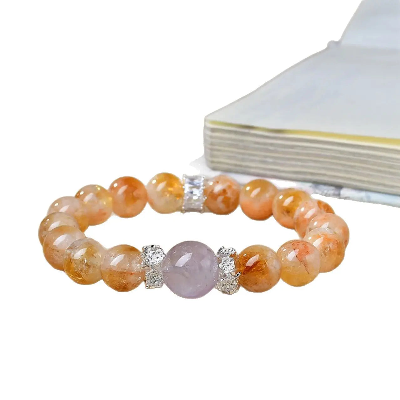 Natural Yellow Tower Crystal Purple Quartz Main Bead Bracelet Fashion Original Design Ladies Style Hand Chain TikTok Bestseller
