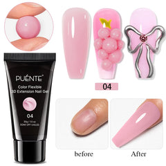 30g Non-Stick Hand Extension Nail Gel Clear White Pink Colors Solid Hard Gel For Building Nails 3D Carving UV Gel For Manicure