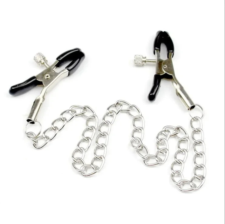 1 Pair Metal Bondage Nipple Clamps Chain Nipple Clips Labia Clamps Slave BDSM Women Toys Adult Sex Games Vagina Labia Spreader